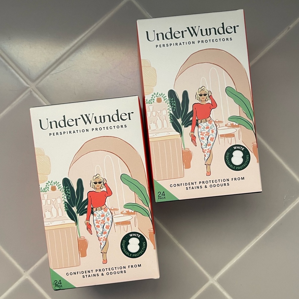 (2) NIB UnderWunder Perspiration Gaurd Garment Liners White Bundle of 2